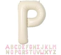 40 Inch Cream White Letter Balloons, Large Nude White Letter P Helium Balloons, Foil Mylar Big Alphabet P Balloons, Sand White Balloon Letters for Birthday Party Baby Shower Wedding Decorations