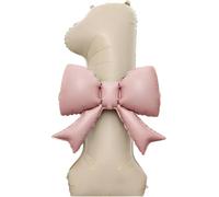 40 Inch Cream White Number 1 Balloon with Bow, Large Foil Helium Balloon for 1st Birthday Decorations, Giant Milestone Number Balloons for Girls Boys Anniversary Baby Shower Party Prop (1st)