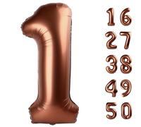40 Inch Dark Brown Balloon Number 1 First Birthday Jumbo Mylar Foil Helium Chocolate Balloon for 10 21 31 Birthday Digital for Birthday Party Wedding Anniversary Party Decorations