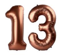 40 Inch Dark Brown Balloon Number 13,Chocolate Jumbo Mylar Foil Helium Balloon for 13th Digital Balloons for Birthday Party,Wedding Anniversary Party Decorations
