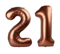 40 Inch Dark Brown Balloon Number 21,Chocolate Jumbo Mylar Foil Helium Balloon for 21th Digital Balloons for Birthday Party,Wedding Anniversary Party Decorations