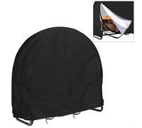 40-Inch Firewood Log Hoop Cover, Heavy-Duty 210D Oxford Fabric With PVC Waterproof Lining, Zippered Access & Adjustable Buckles For 38-41" Round Metal Racks (102x61x105cm, Black, 1-Pack)