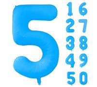 40 Inch Fluorescent Blue Number 5 Balloon Haze Blue Helium Foil Digital Balloon For 5th Fluorescent Theme Birthday Party Wedding Anniversary Decoration Supplies 5