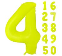 40 Inch Fluorescent Yellow Number 4 Balloon Bright Yellow Helium Foil Digital Balloon For 4th Fluorescent Theme Birthday Party Wedding Anniversary Decoration Supplies 4
