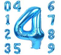 40 Inch Foil Number 4 Balloons, Number Balloons for Birthday Party Decor Anniversary Decoration (Blue)