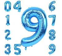 40 Inch Foil Number 9 Balloons, Number Balloons for Birthday Party Decor Anniversary Decoration (Blue)