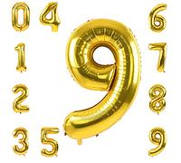40 Inch Foil Number 9 Balloons, Number Balloons for Birthday Party Decor Anniversary Decoration (Gold)