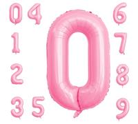 40 Inch Foil Number Balloons, Large 0 Number Balloons for Birthday Party Decor Anniversary Decoration (Tiffany Pink 0)