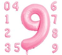40 Inch Foil Number Balloons, Large 9 Number Balloons for Birthday Party Decor Anniversary Decoration (Tiffany Pink 9)