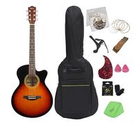 40 Inch Folk Set Guitar, Basswood Notched Guitar, Classical Acoustic Guitar, Beginner Adult Performance Grade Guitar, 40 Inch Guitar, Folk Guitar, Plucked Instrument, Guitar Set (Sunset)