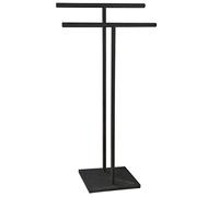 40 Inch Freestanding Towel Rack for Bathroom Floor Double-T Shape Bath Sheet Holder with Marble Design Base Standing Towel bar Next to Tub or Shower Towel Holder Stand SUS304 Matte Black