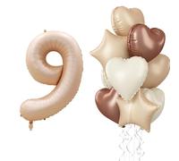 40 Inch Giant Balloon - Nude Brown 9th Birthday Decor, Cream Beige Apricot Tan Taupe Neutral Sand White Star Heart Balloon for Kids Birthday Wedding Anniversary Party Decoration Supplies