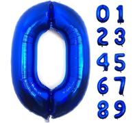 40 Inch Giant Blue 0 Numbers Large Foil Mylar Balloons - Large 0 Number Helium Balloons for Birthday, Party, Anniversary, and Celebrations, Big Jumboo Digit Birthday Balloon (40 Inch Blue-0)