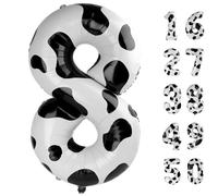 40 Inch Giant Cow Print Foil Number 8th 18th 28th Birthday Balloons Cow Print Digit 8 Balloons for Men Women 80th Anniversary Party Decorations Supplies