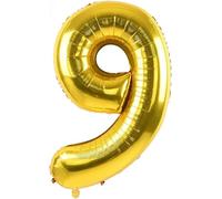 40 Inch Giant Gold 9 Number Large Foil Mylar Balloons - Large 9 Number Helium Balloons for Birthday, Party, Anniversary, and Celebrations, Big Jumboo Digit 9 Birthday Balloon (40 Inch Gold 9)