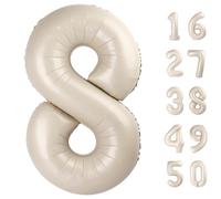 40 Inch Giant Milk White Foil Number 8th 18th 28th Birthday Balloons Digit 8 Balloons for Men Women 80th Anniversary Party Decorations Supplies