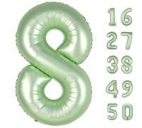 40 Inch Giant Olive Green Foil Number 8th 18th 28th Birthday Balloons Digit 8 Balloons for Men Women 80th Anniversary Party Decorations Supplies