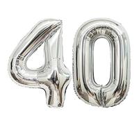 40 Inch Giant Silver Number 40 Balloon Large Helium Foil Balloons for Men Women Anniversary 40th Birthday Party Wedding Graduation Decoration (Silver, Number 40)