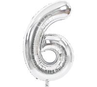 40 Inch Giant Silver Numbers Large Foil Mylar Balloons - Large Number Helium Balloons for Birthday, Party, Anniversary, and Celebrations, Big Jumboo Digit Birthday Balloon (40 Inch Silver-6)