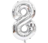 40 Inch Giant Silver Numbers Large Foil Mylar Balloons - Large Number Helium Balloons for Birthday, Party, Anniversary, and Celebrations, Big Jumboo Digit Birthday Balloon (40 Inch Silver-8)