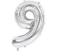 40 Inch Giant Silver Numbers Large Foil Mylar Balloons - Large Number Helium Balloons for Birthday, Party, Anniversary, and Celebrations, Big Jumboo Digit Birthday Balloon (40 Inch Silver-9)