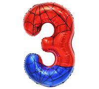 40 Inch Giant Spider Web Theme Number 3 Balloon Birthday Decorations, Red and Blue Number Foil Balloon Party Suppiles for Party Anniversary