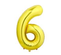 40 Inch Gold Number 6 Balloon, Giant Number Balloons, Birthday Decorations | Durable Tear-Resistant, Non-Toxic, Leak-Proof, Self-Sealing, Reusable, Helium Balloons, Birthday & Anniversary Decorations