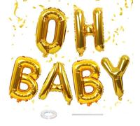 40 Inch Gold OH BABY Letter Balloons,Large Aluminum Foil Balloons for Gender Reveal Woodland Baby Shower Decorations,Oh Baby Sign for Backdrop Engagement Wedding Birthday Party Decorations