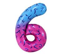 40 Inch Gradient Blue Pink Number 1 Balloon, Abstract Demon Wing Tattoo Pattern Foil Mylar Balloon, K-pop Inspired Aesthetic Party Decorations for 1st Birthday, Anniversary Supplies (Number 6)