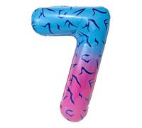 40 Inch Gradient Blue Pink Number 1 Balloon, Abstract Demon Wing Tattoo Pattern Foil Mylar Balloon, K-pop Inspired Aesthetic Party Decorations for 1st Birthday, Anniversary Supplies (Number 7)