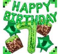 40 Inch Green Pixel Miner Number Foil Balloon Set 5Pcs Large Mylar Number Balloons for Boys Girls Pixel Cubes Video Game Birthday Party Decorations (7)