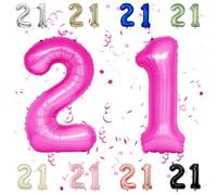 40 Inch Hot Pink 21 Number Balloons,Dark Pink 2 & 1 Foil Large Balloons,21 Big Digit Number Balloon for Girls Women 12th 21th Birthday Anniversary Princess Party Supplies