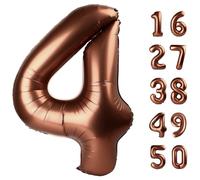 40 Inch Large Dark Brown 4 Balloon Numbers Chocolate Big Foil Number Balloons Giant Helium Happy 14th 24th Birthday Party Decorations for Man and Women, Huge Mylar Anniversary Party Supplies