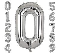 40 Inch Large Foil Number 0 Balloons Silver Big Mylar Helium Balloon Birthdays Party Decorations Supplies(Silver 0)