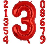 40 Inch Large Foil Number 3 Balloons Red Big Mylar Helium Balloon Birthdays Party Decorations Supplies