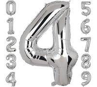 40 Inch Large Foil Number 4 Balloons Silver Big Mylar Helium Balloon Birthdays Party Decorations