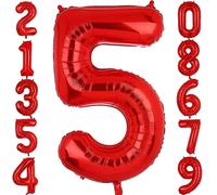 40 Inch Large Foil Number 5 Balloons Red Big Mylar Helium Balloon Birthdays Party Decorations Supplies