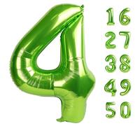 40 Inch Large Light Green 4 Balloon Numbers Big Foil Number Balloons Giant Helium Happy 14th 24th Birthday Party Decorations for Man and Women, Huge Mylar Anniversary Party Supplies