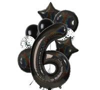40 Inch Laser Black Number Balloons 6 Mylar Digit Balloon Anniversar Event Celebration Halloween Graduations 6th Birthday Party Decorations Supplies 9 Pcs
