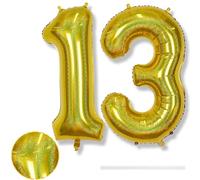 40 Inch Laser Gold 13 Balloons, XXL Globos Dorados Self Inflating Number 13 Balloon for Girls 13th Birthday Party Decor, Foil Helium Balloon for Boys 13 Year Old Birthday Anniversary Party Decorations