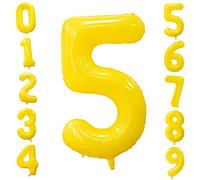 40 Inch Lemon Yellow Number 5 Birthday Balloons - Foil Helium Number Balloons for Baby Shower Daisy Party Decor - Yellow Birthday Decorations for Boys Girls