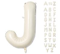 40 Inch Letter Balloons Cream, Big Alphabet J Foil Word Balloons Beige, Large Self Inflating Name Balloon Letters J White Decor, Helium Custom Letter Balloons for Women Birthday Party Decorations