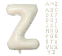 40 Inch Letter Balloons Cream, Big Alphabet Z Foil Word Balloons Beige, Large Self Inflating Name Balloon Letters Z White Decor, Helium Custom Letter Balloons for Women Birthday Party Decorations