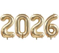 40 Inch Light Gold 2026 Number Balloons Giant Champagne Gold 2026 Foil Mylar Helium Large Digital Balloon for 20 26 New Year Eve Christmas Festival Party Graduation Decorations Supplies