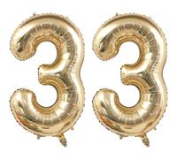 40 inch Light Gold Number 33 Balloons 33rd Birthday Balloon White Gold Number Balloon Champagne Gold Balloons Birthday Wedding Party digital Decorations (Number 33)