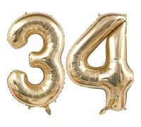 40 inch Light Gold Number 34 Balloons 43th Birthday Balloon White Gold Number Balloon Champagne Gold Balloons Birthday Wedding Party digital Decorations (Number 34 or 43)