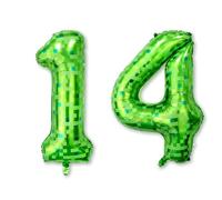 40 Inch Lime Green Pixel Number 14 Balloon, 14th Gaming Birthday Decor