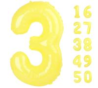 40 Inch Macaron Yellow Balloon Number 3 Balloon,Number Balloons Big Giant Jumbo Number 3 Foil Mylar Balloons for 13th Birthday Party Anniversary Events,Wedding Anniversary Party Decorations
