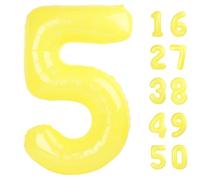 40 Inch Macaron Yellow Balloon Number 5 Balloon Jumbo Mylar Foil Helium Balloon for 15 25 35 50 Big Giant Jumbo Huge Foil Mylar Balloons 55th 65th Birthday Balloons Men Women Party Decorations