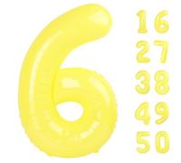 40 Inch Macaron Yellow Balloon Number 6 Balloons,6 Foil Mylar Helium Large Digital Balloon Macaron Yellow Birthday Numbers Jumbo Balloons 16th or 61st Anniversary Party Decorations Supplies